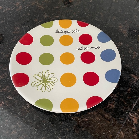 Colours Plain Jane Other - Polka Dot Cake Plate - Multicolor